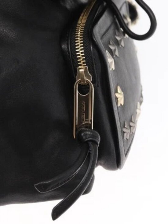 Jimmy Choo Studs Backpack Leather Black Gold Auth ka1552 main image 9
